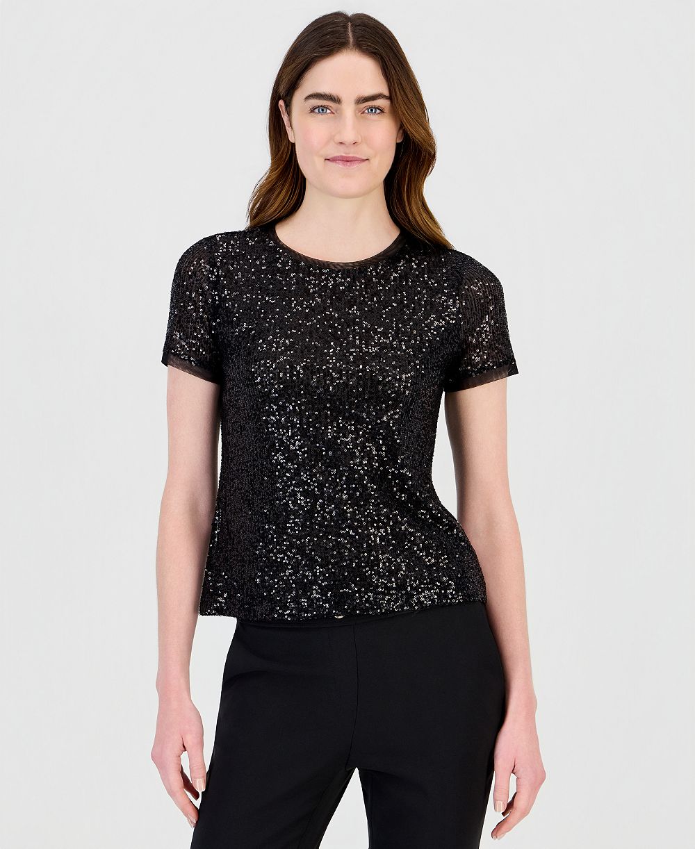 Женская футболка Anne Klein с пайетками