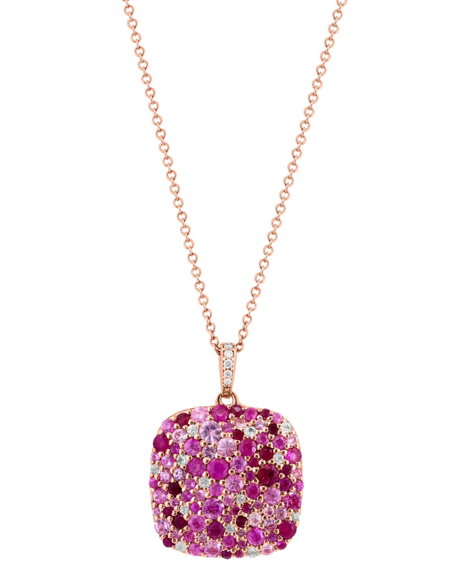 Подвеска EFFY Multi-Gemstone & Diamond Accent Cluster в розовом золоте на серебре, 18"