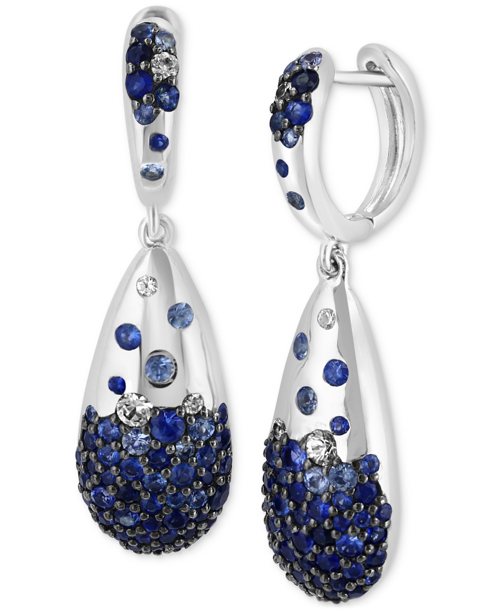 EFFY Collection серьги-подвески с голубым и белым сапфиром в серебре