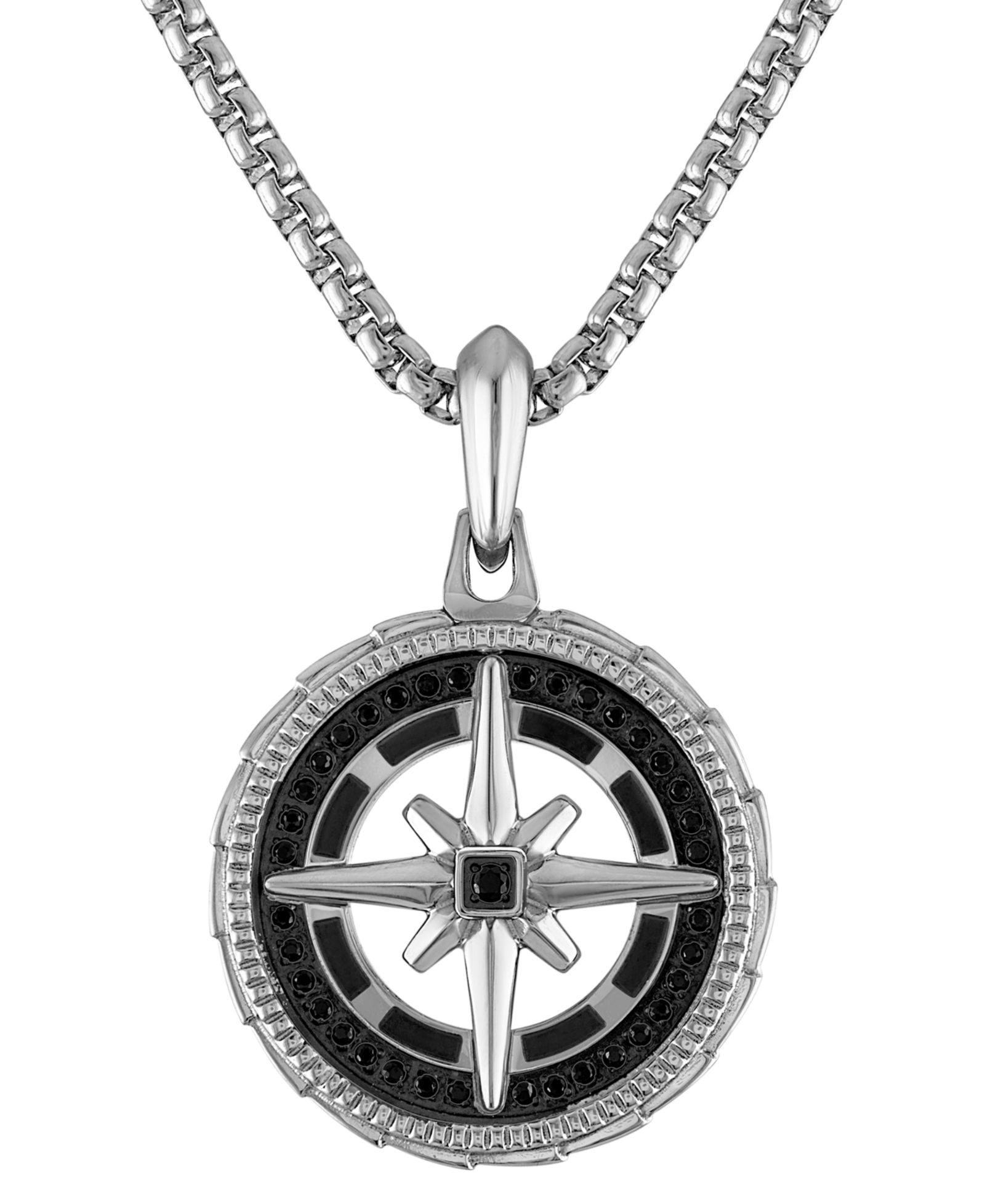 Ожерелье Bulova Stainless Steel Black Diamond Marine Star, 24" + 2" extender