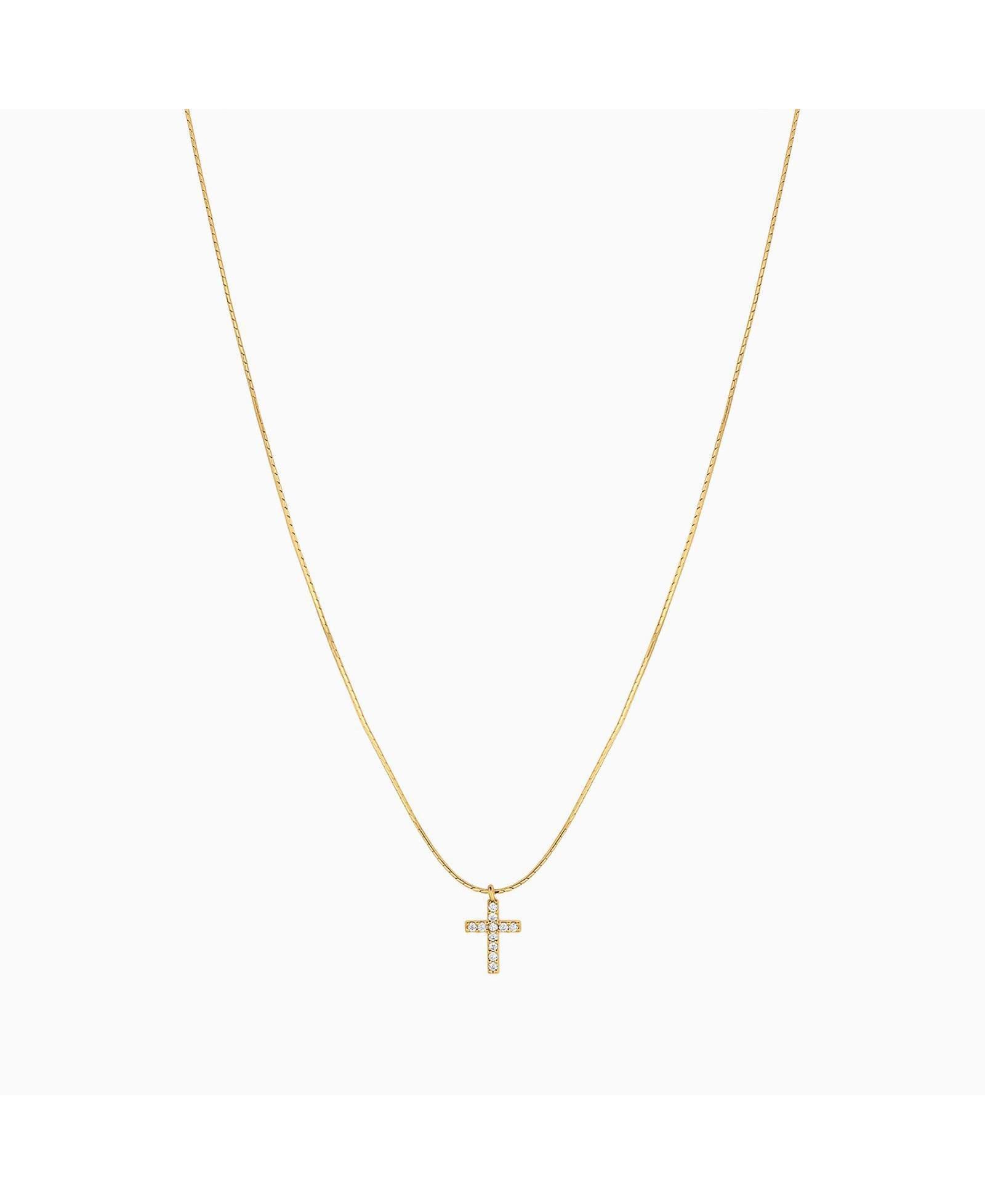 Минималистичное ожерелье Weiss Cross из стерлингового серебра с золотым напылением 18k