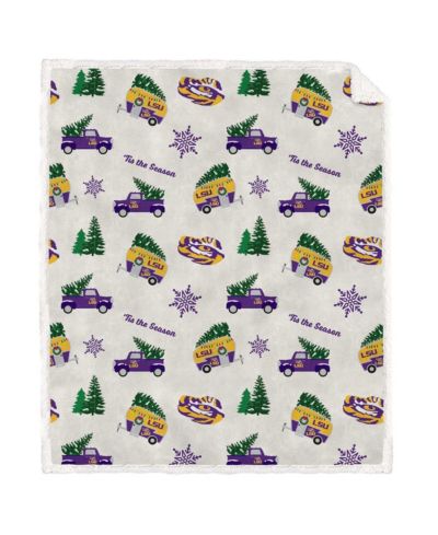 Pegasus LSU Tigers Holiday Truck Repeat 50" x 60" Sherpa Flannel Fleece Blanket