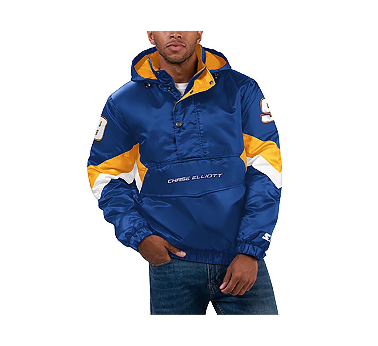 Men's Starter Royal Chase Elliott Home Team Satin Half-Zip Hoodie Jacket