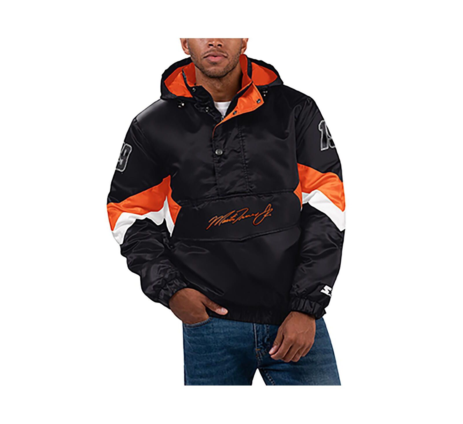 Men's Starter Black Martin Truex Jr Home Team Satin Half-Zip Hoodie Jacket