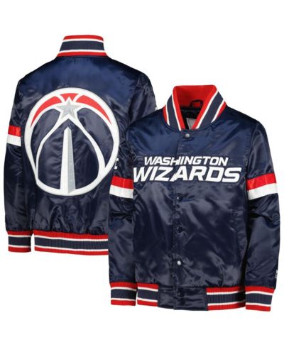 Детская атласная куртка Starter Big Boys Navy Washington Wizards Home Game Varsity Full-Snap