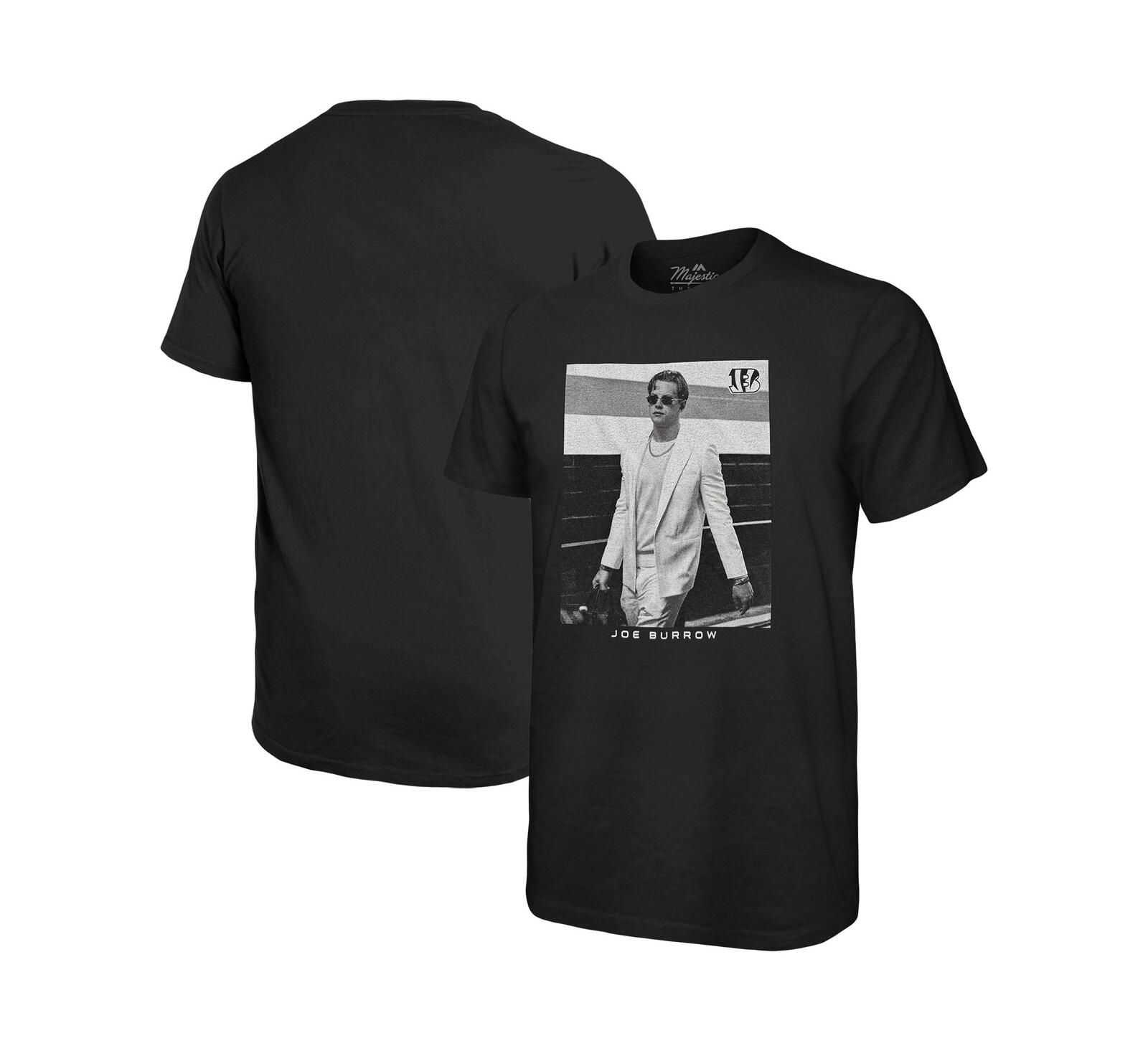 Мужская футболка Majestic Threads Joe Burrow Black Cincinnati Bengals Oversized Player Image