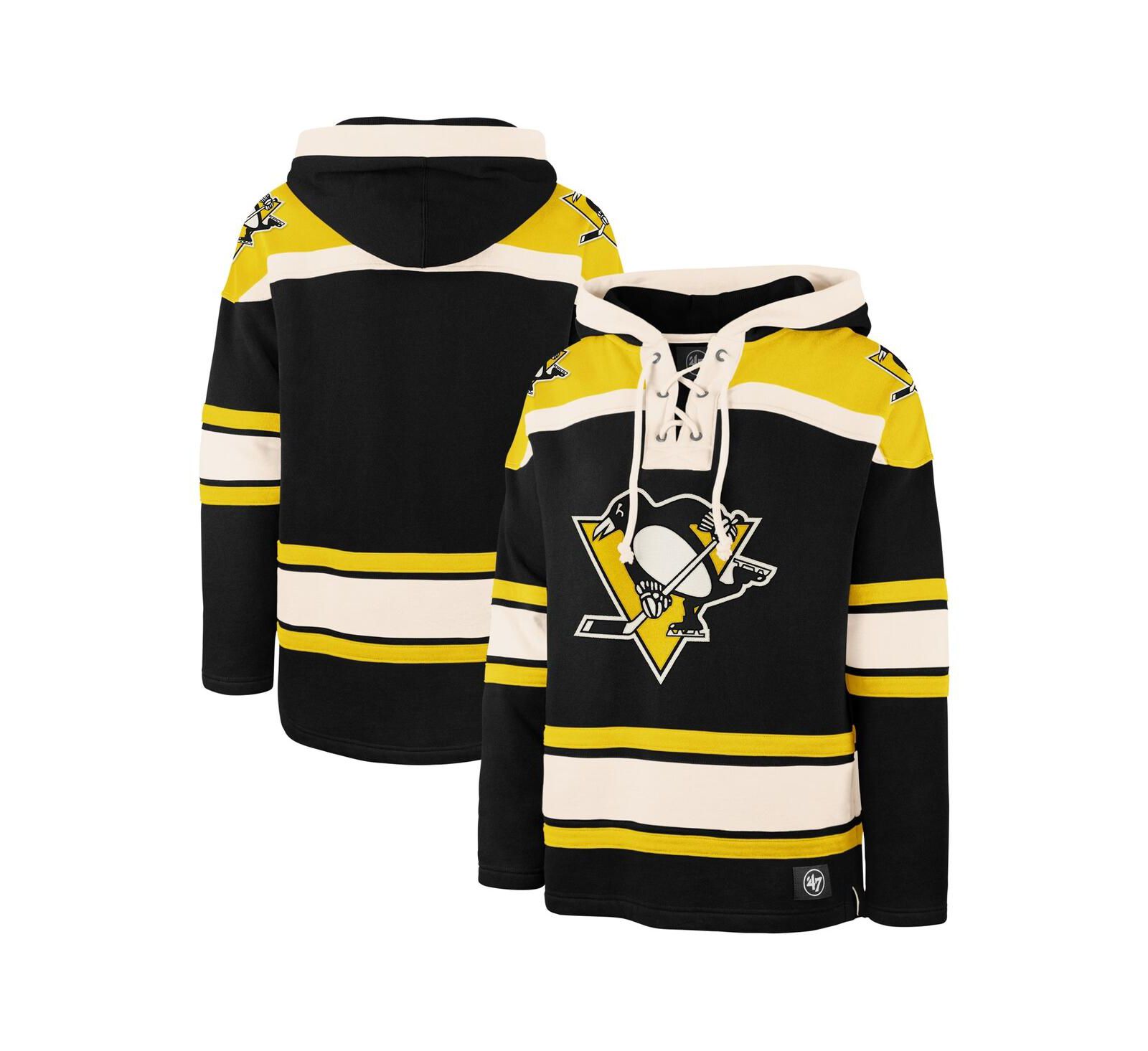 Мужской худи '47 Brand Black Pittsburgh Penguins Big and Tall Superior Lacer Pullover