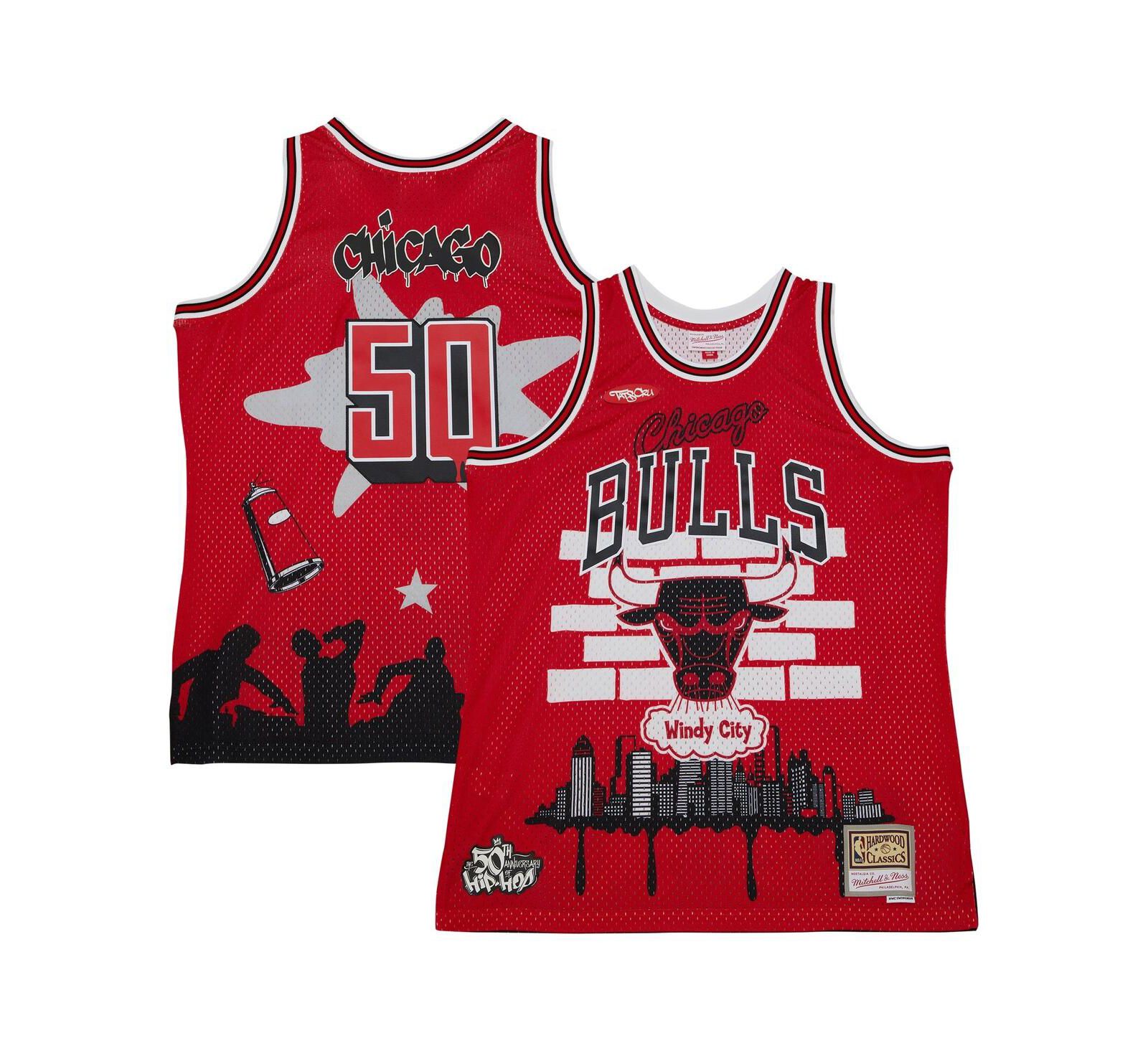 Men's Mitchell & Ness x Tats Cru Red Chicago Bulls Hardwood Classics Fashion Jersey