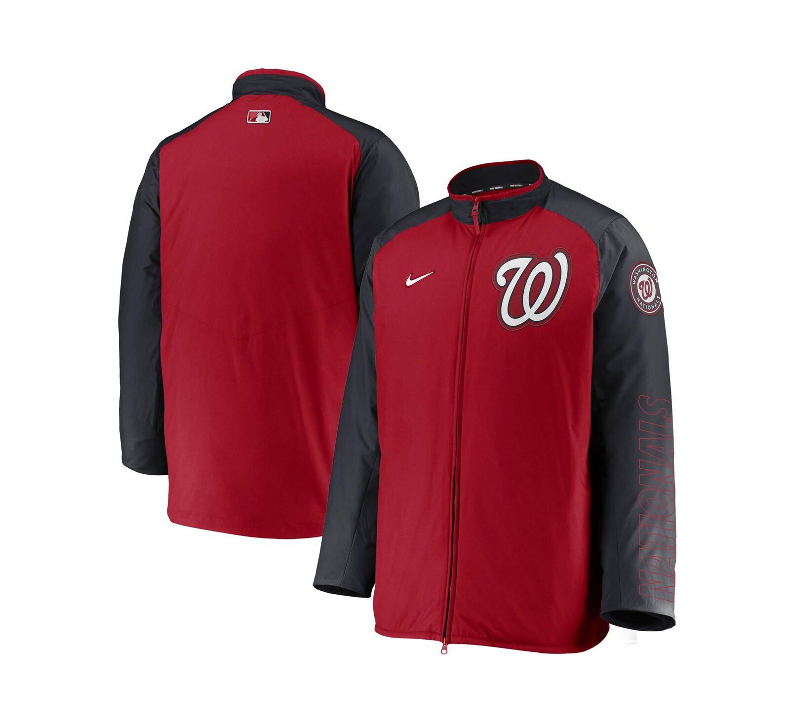 Мужская куртка Nike Red, Navy Washington Nationals Authentic Collection Dugout Full-Zip