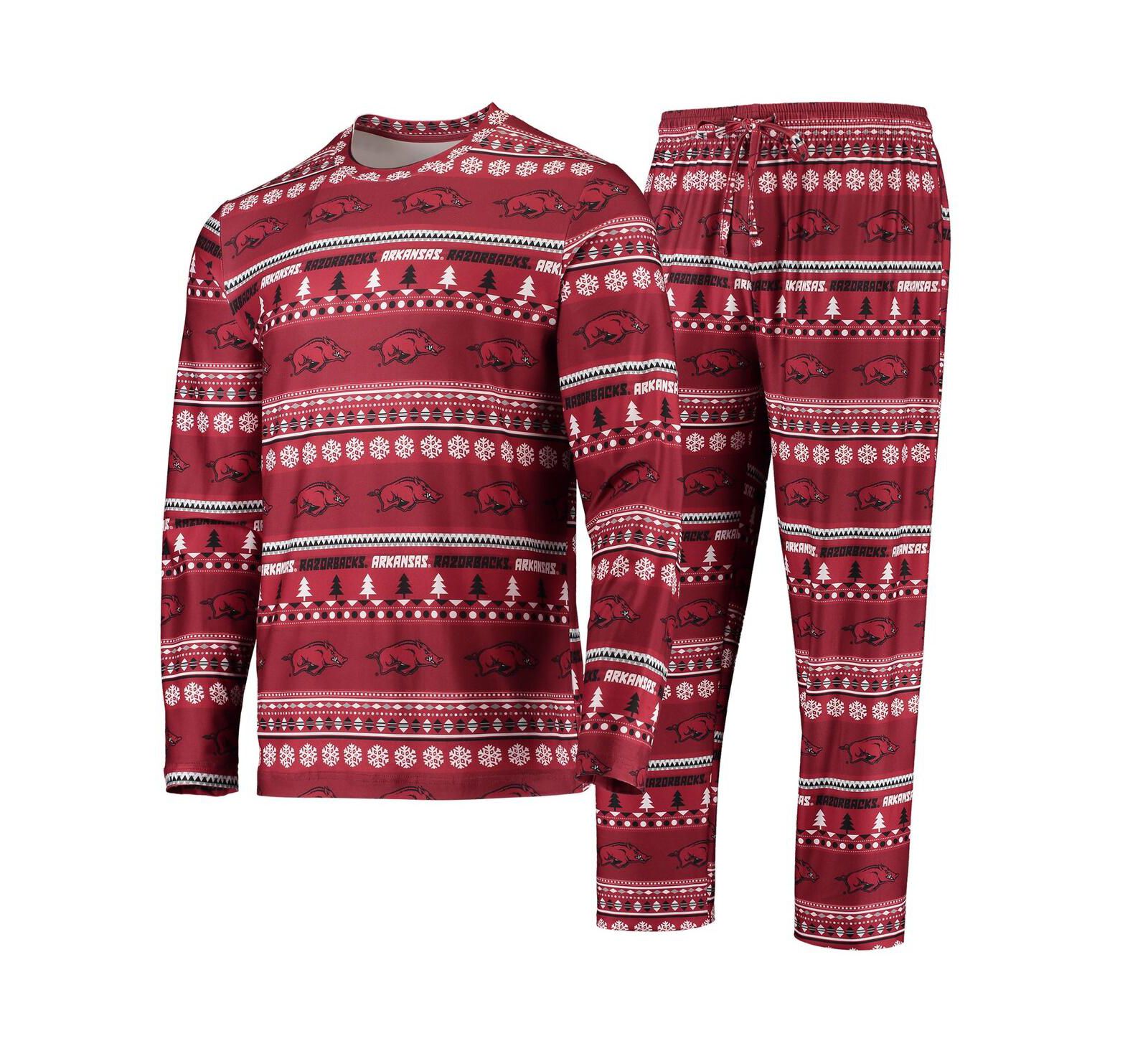 Men's Concepts Sport Cardinal Arkansas Razorbacks Ugly Sweater Long Sleeve T-shirt and Pants Sleep Set