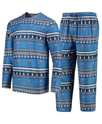 Men's Concepts Sport Navy Navy Midshipmen Ugly Sweater Long Sleeve T-shirt and Pants Sleep Set