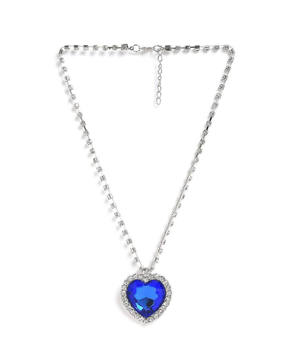 Женское колье SOHI Blue Heart Stone Pendant
