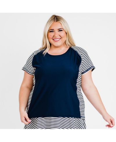 Женский купальный топ Calypsa Plus Size Loose Fit Short Sleeve UPF 50+ Adele
