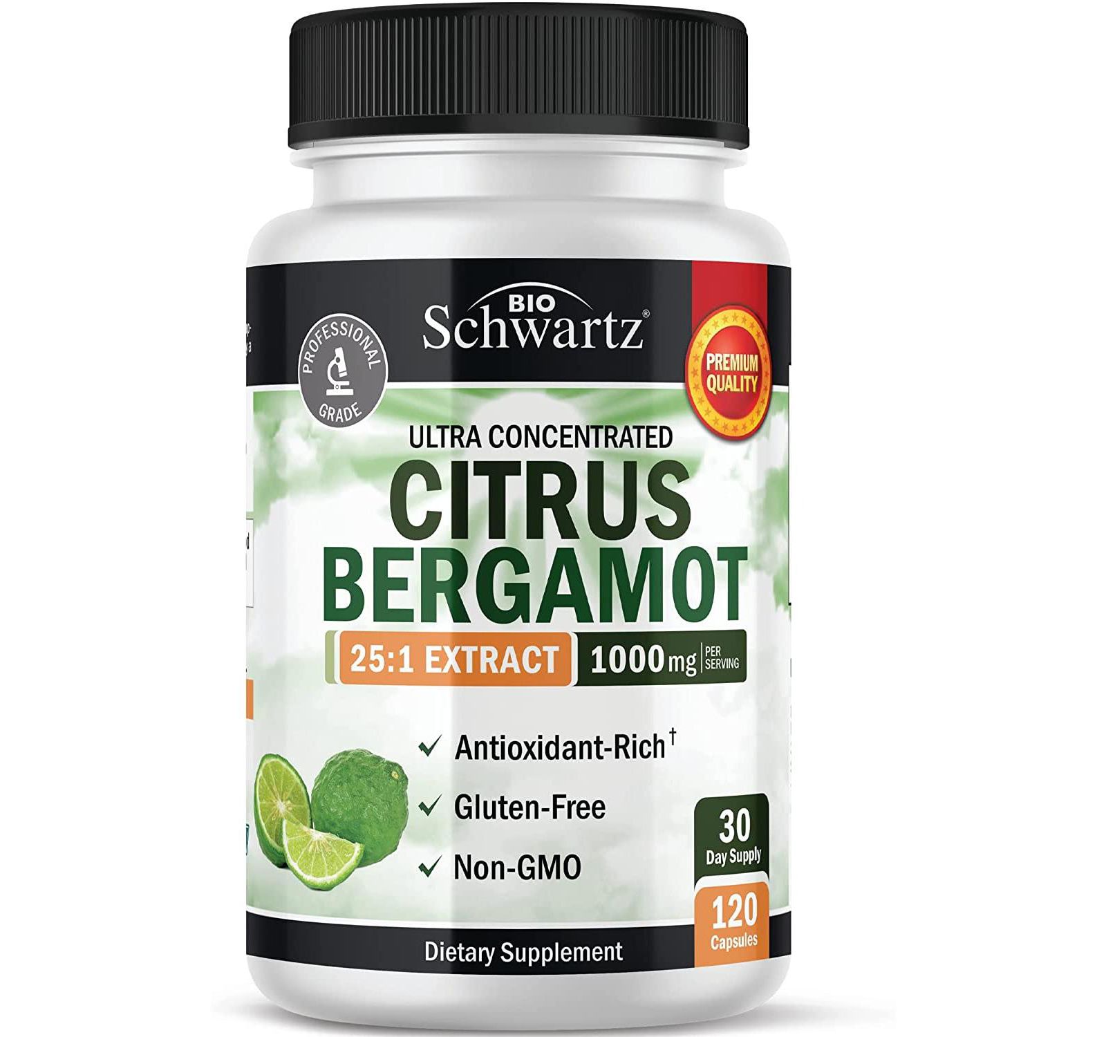 Citrus Bergamot Extract 1000mg - Ultra 25:1 Extract, Enhanced Absorption - Gluten-Free Non-GMO - USA, 120 Ct