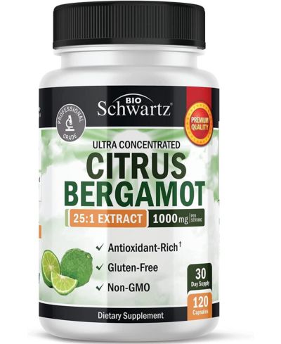 Citrus Bergamot Extract 1000mg - Ultra 25:1 Extract, Enhanced Absorption - Gluten-Free Non-GMO - USA, 120 Ct