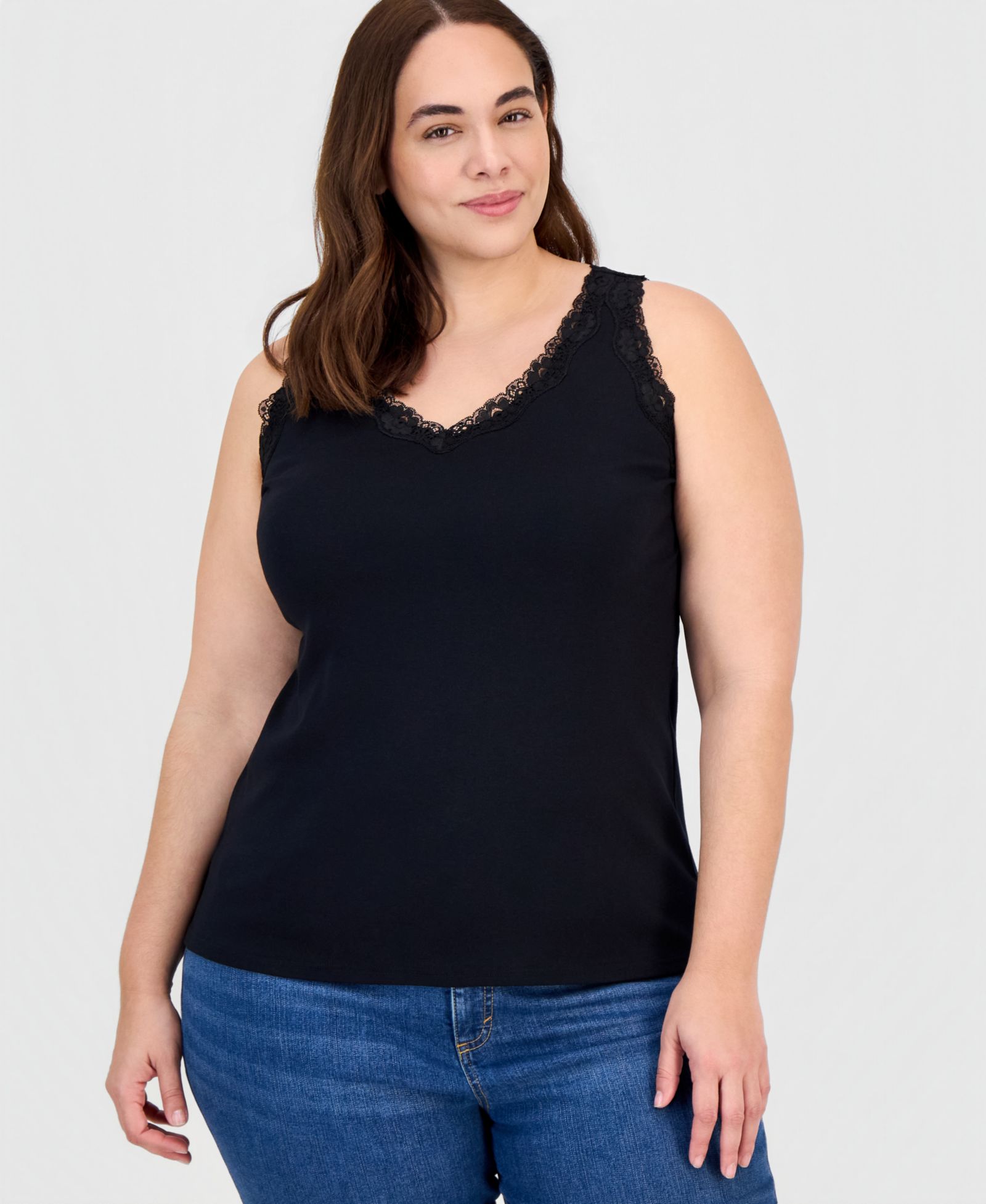 Style & Co Plus Size майка с кружевом