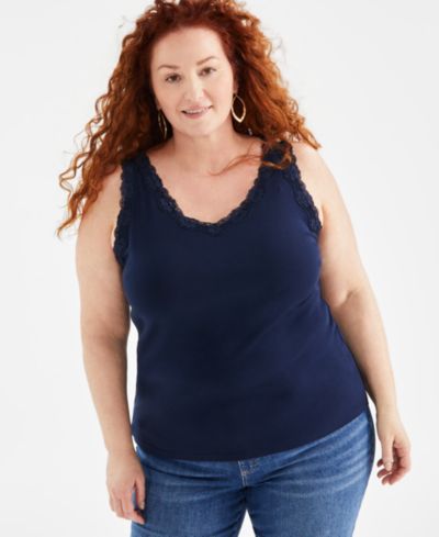 Style & Co Plus Size майка с кружевом