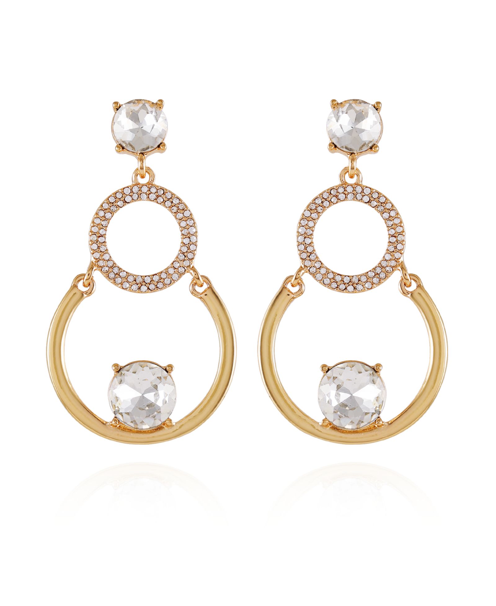 Серьги-кольца T Tahari Gold-Tone Linear Hoop Drop