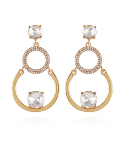 Серьги-кольца T Tahari Gold-Tone Linear Hoop Drop