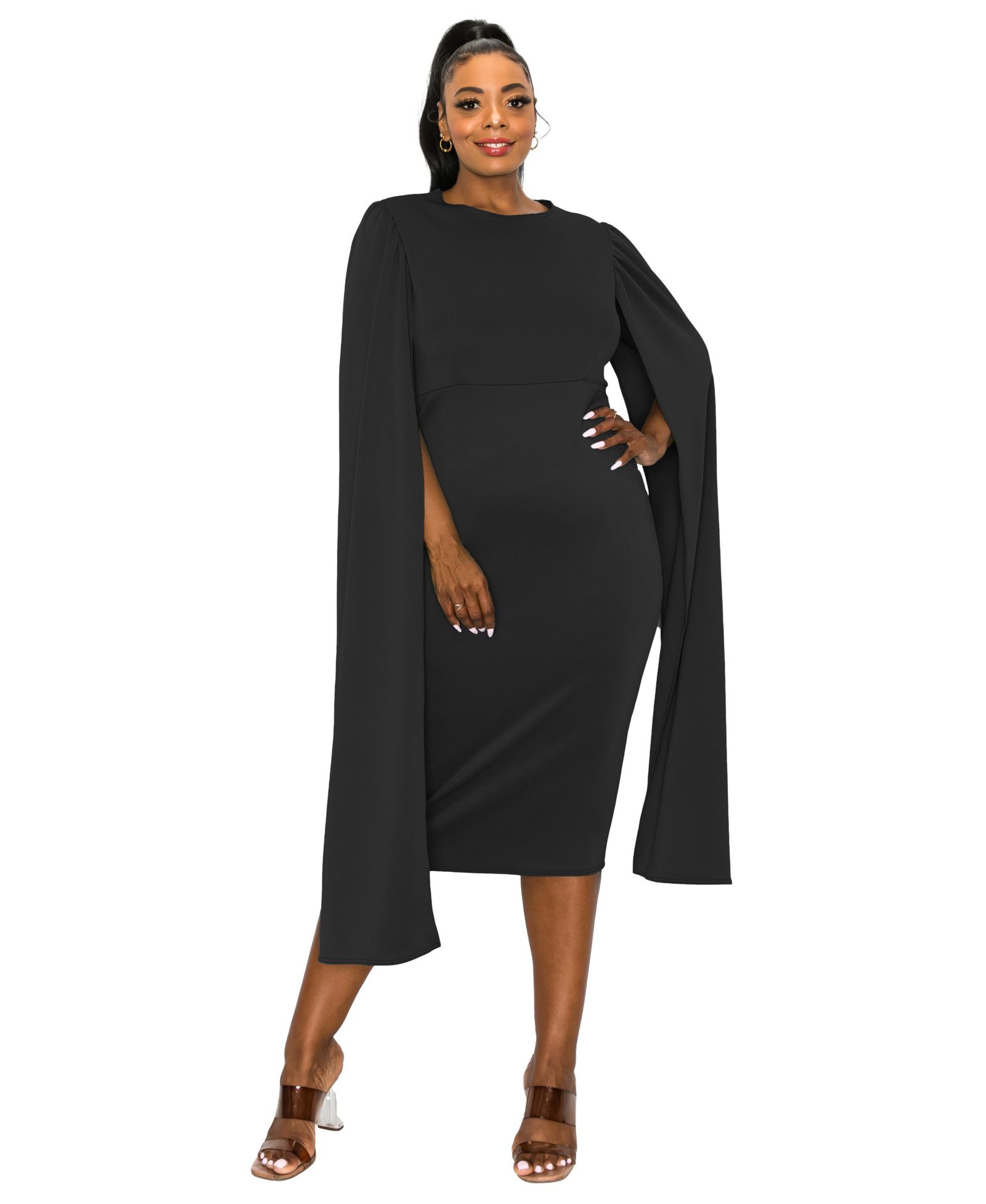 L I V D Plus Size Naomi Cape Dress