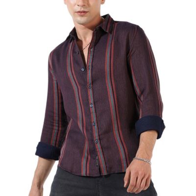 Campus Sutra Men's Striped Casual Shirt