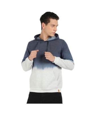 Campus Sutra Men's Blue and Grey Pullover Ombre Sweatshirt With Ribbed Hem