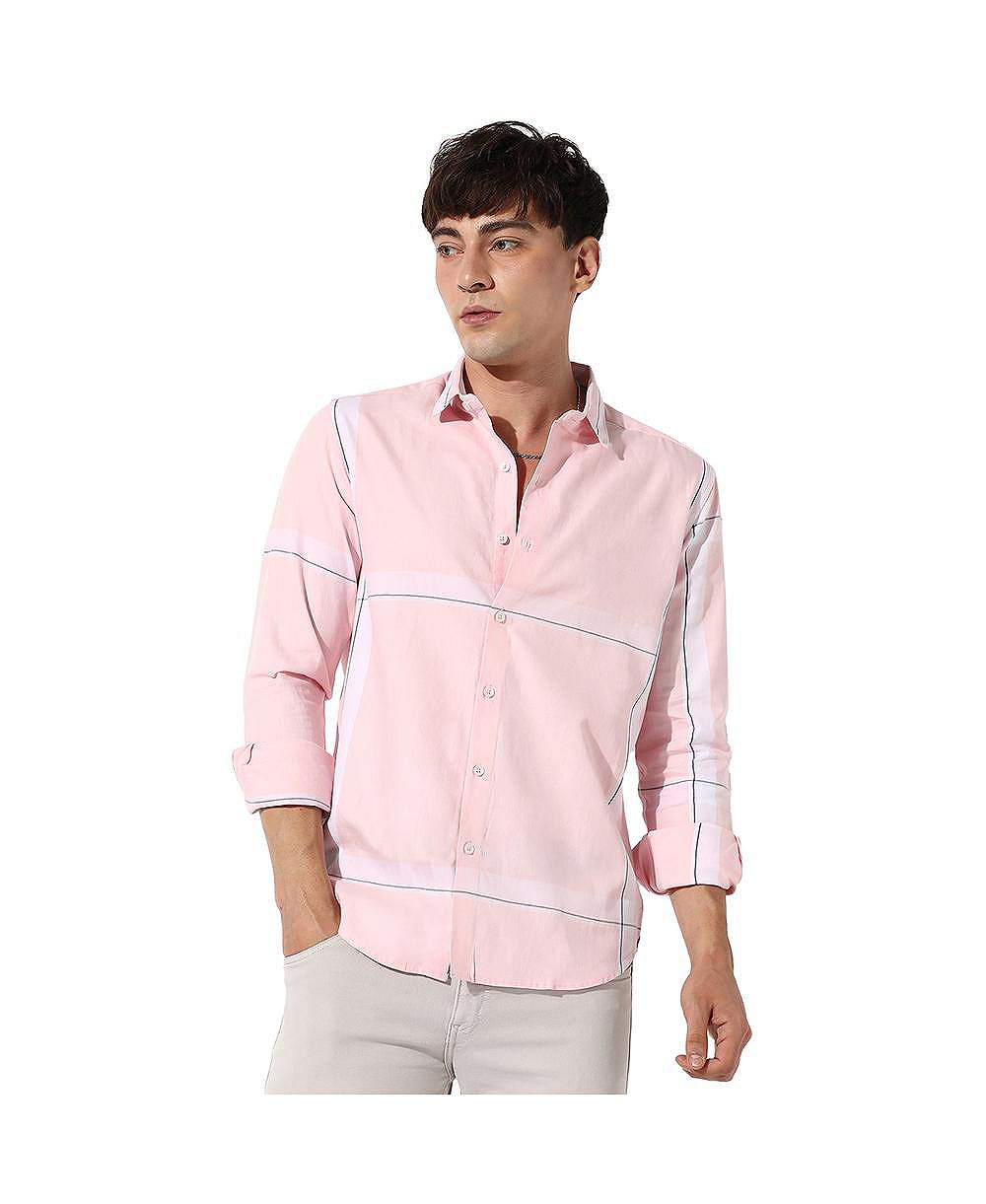 Campus Sutra Men's Pastel Striped Shirt