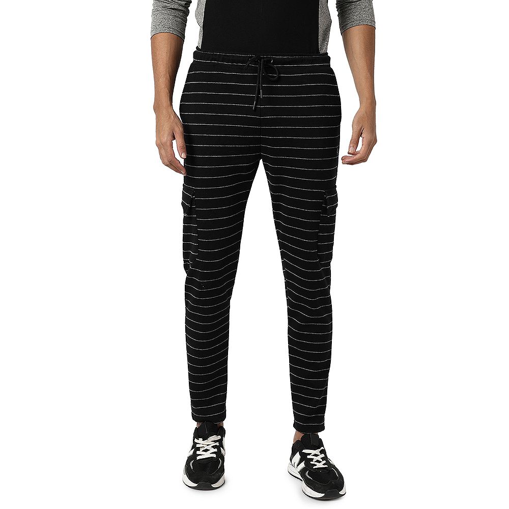 Мужские джоггеры Campus Sutra Black Horizontal Striped Casual