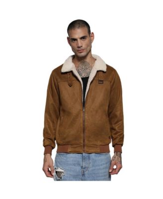 Мужская куртка Campus Sutra Brown Zip-Front с флисовой отделкой