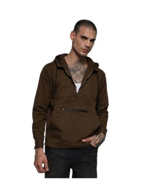 Мужская куртка Campus Sutra Brown Half-Zip Utility с контрастным шнурком