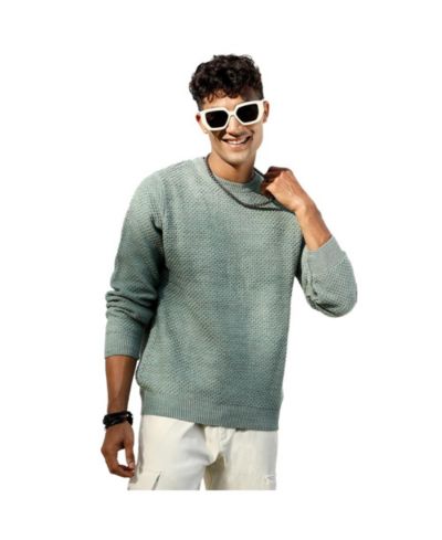 Мужской вязаный джемпер Campus Sutra Sage Green Textured Knit Pullover