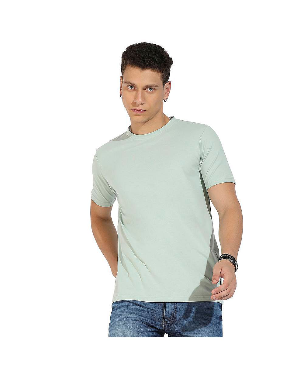 Campus Sutra Men's Sage Green Basic Regular Fit T-Shirt
