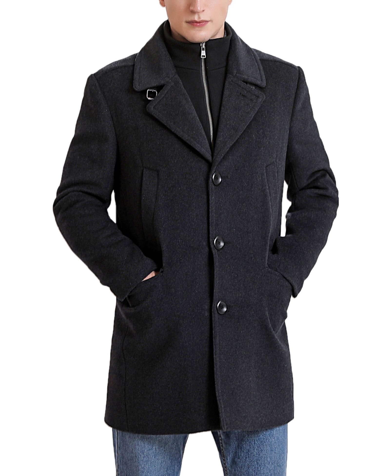 BGSD Men Steven Wool Blend Bibbed Walking Coat - Tall