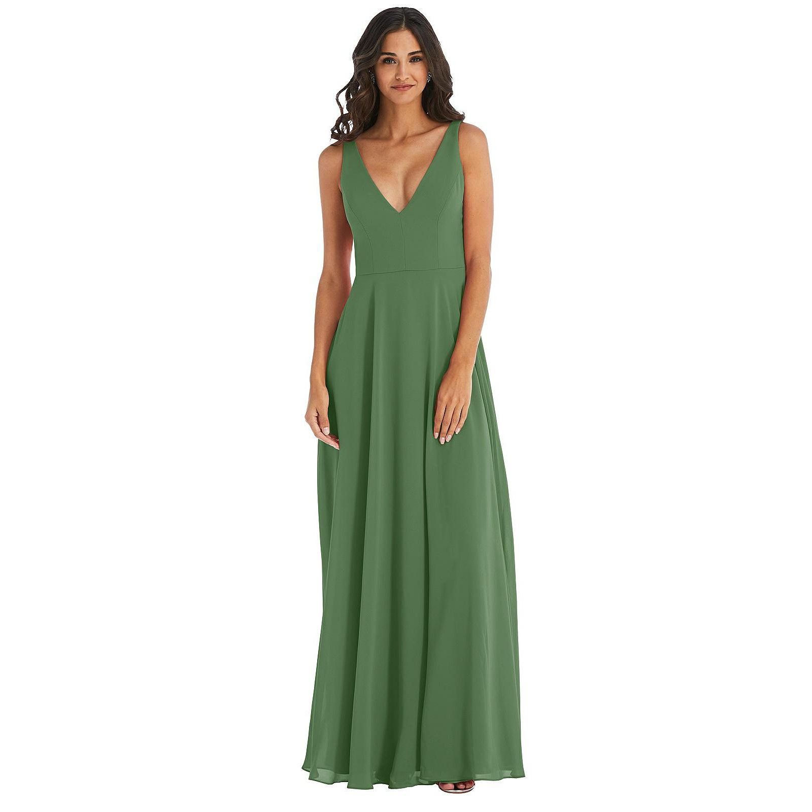 Women's Deep V-Neck Chiffon Maxi Dress