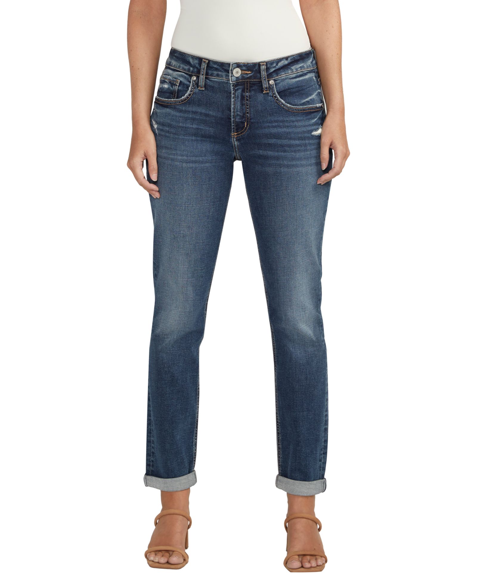 Женские джинсы Silver Jeans Co. Boyfriend Mid Rise Slim Leg