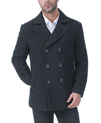 BGSD Men Hugh Wool Blend Pea Coat - Big and Tall