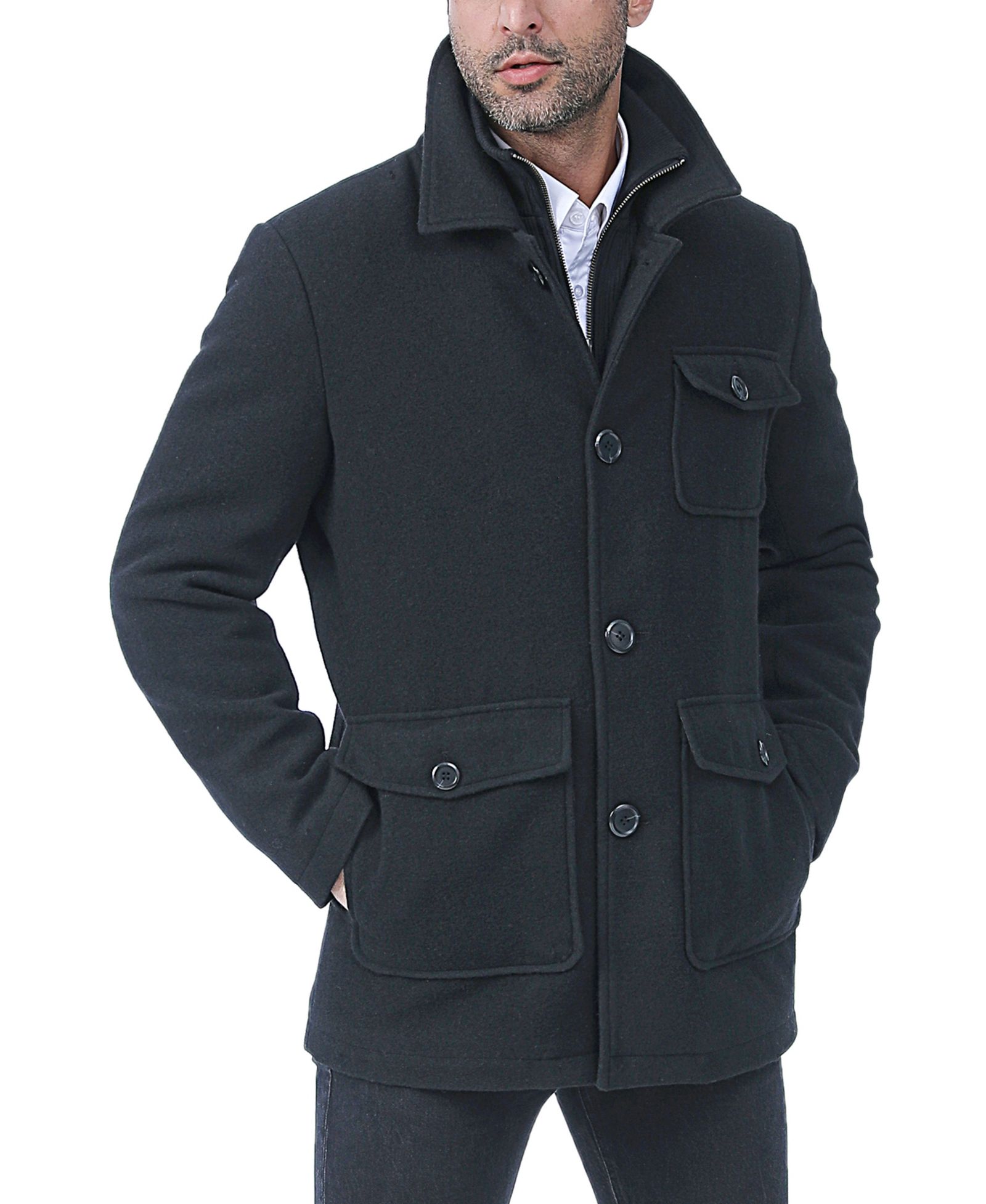 Мужское пальто BGSD Calvin Wool Blend с отстегивающимся подбором - Tall