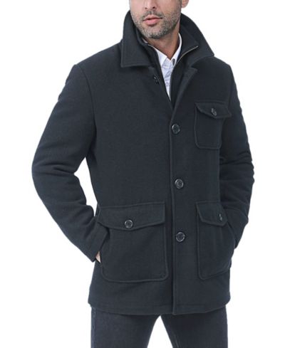 BGSD Men Calvin Wool Blend Car Coat with Removable Bib - Tall