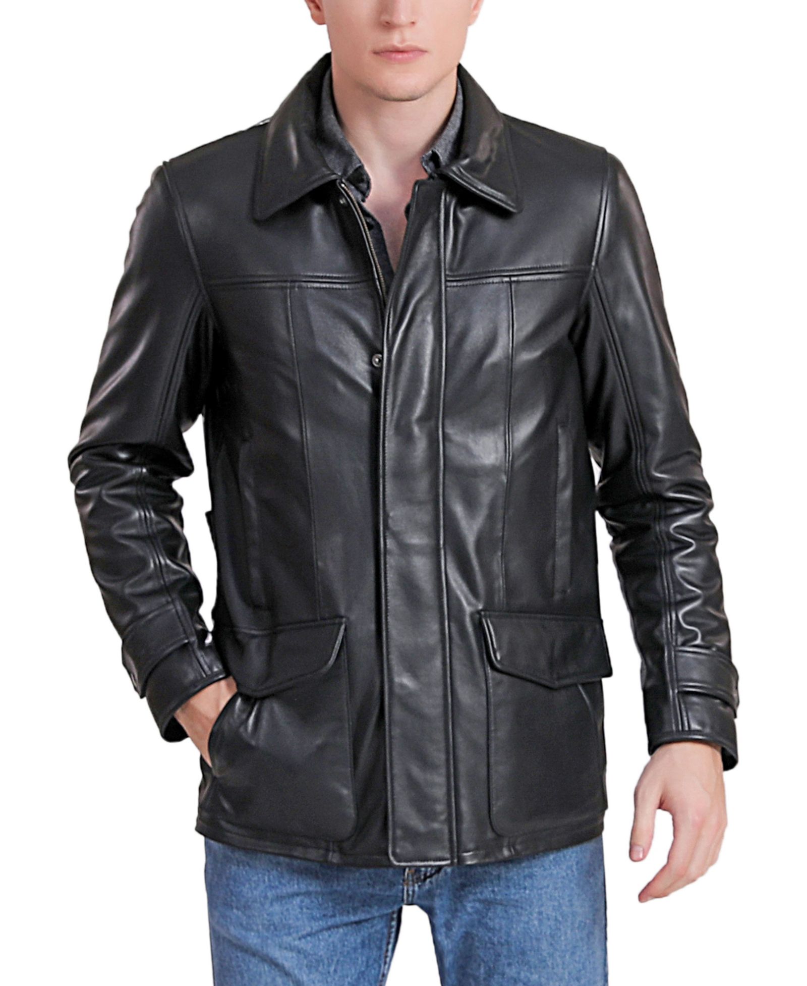BGSD Big & Tall Hunter Leather Coat