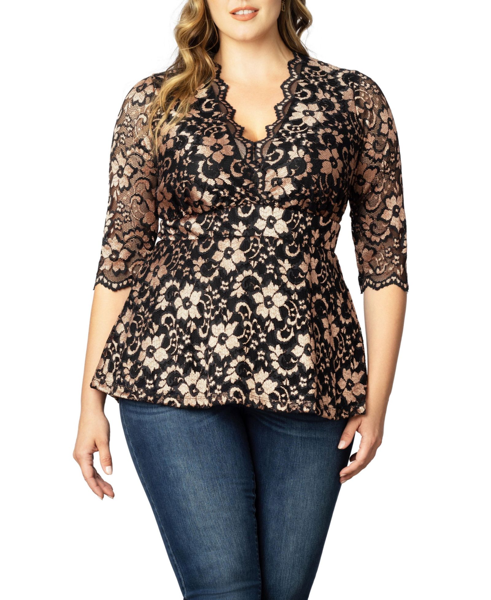 Kiyonna Plus Size Luxe Lace Top