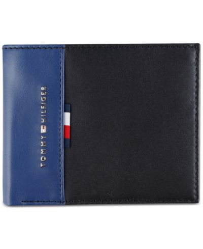 Мужской кожаный кошелек Tommy Hilfiger с RFID и цветными вставками