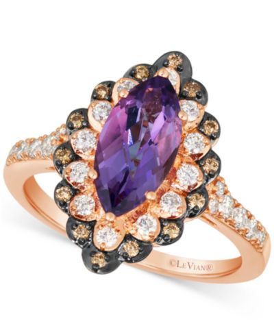 Le Vian Grape Amethyst & Diamond Marquise Halo кольцо в 14k Rose Gold