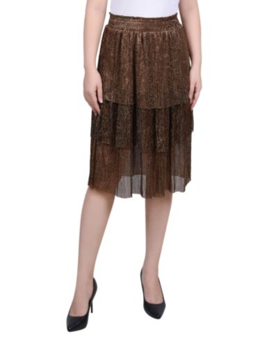 NY Collection Petite Tiered Mesh Plisse Skirt