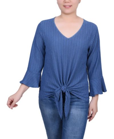NY Collection Petite Женский трикотажный топ с рукавами Bell Sleeve