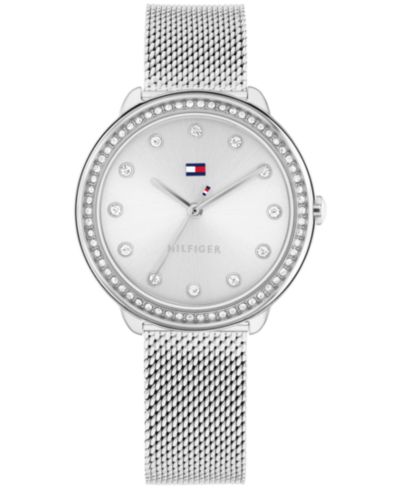 Женские часы Tommy Hilfiger Quartz Silver-Tone Stainless Steel Mesh 32mm
