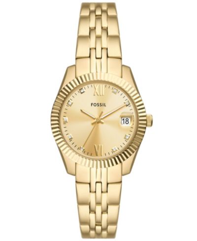 Женские часы Fossil Scarlette Three-Hand Date, золото, нержавеющая сталь, 32mm