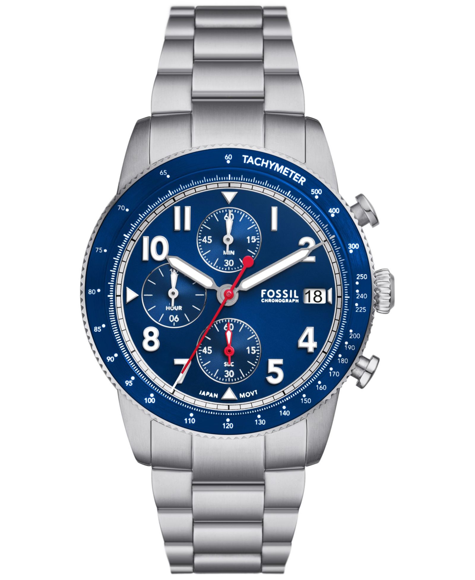Fossil Men's Sport Tourer Chronograph Silver-Tone Stainless Steel Watch 42mm