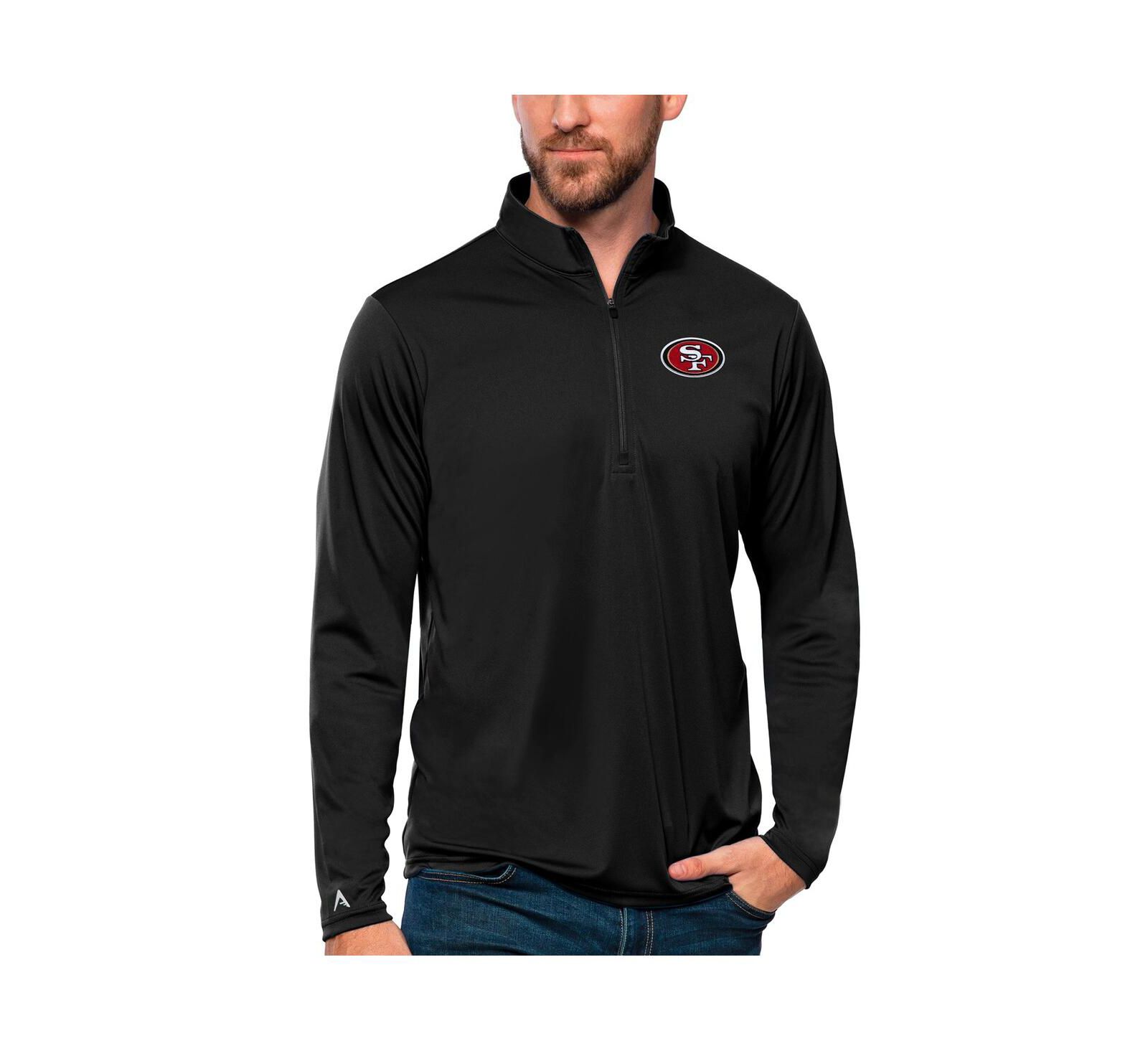 Мужская легкая толстовка Antigua San Francisco 49ers Tribute с молнией на четверть, черная