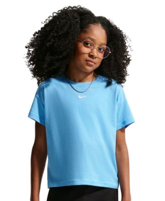 Nike Girls' 7-16 Sportswear Essential Cotton Swoosh Logo T-Shirt