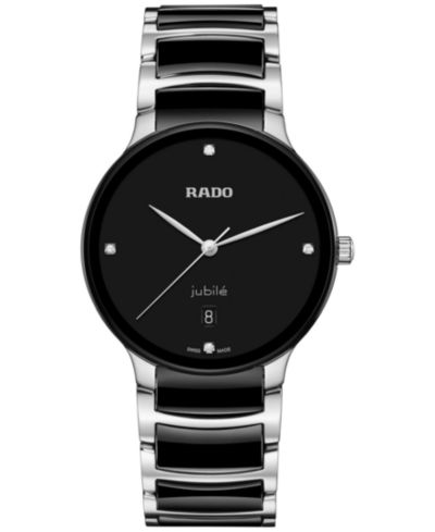 Rado унисекс часы Centrix Diamond Black Ceramic & Stainless Steel 40mm
